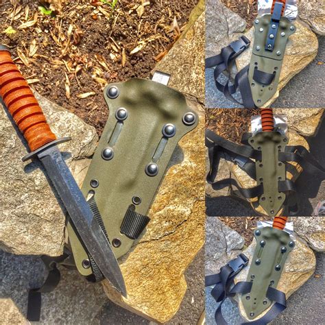 Black Steel Hand Guard And Butt. . M3 trench knife kydex sheath